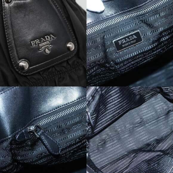 PRADA Tote Bag Nylon Black Silver - Picture 11 of 12